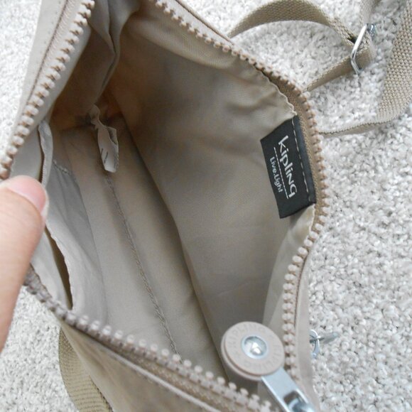 Kipling Nylon Beige Tan Crossbody Bag Should Bag 6.5"x9.5"x2.75" No monkey - Picture 11 of 13